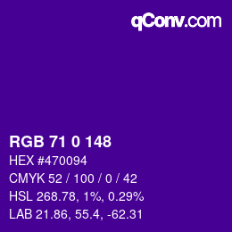 颜色代码: RGB 71 0 148 | qconv.com