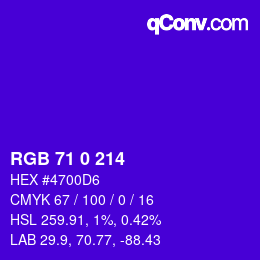 颜色代码: RGB 71 0 214 | qconv.com