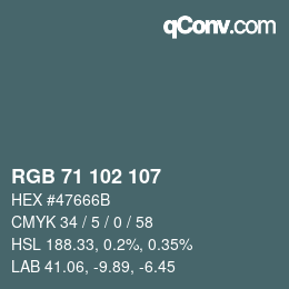 Código de color: RGB 71 102 107 | qconv.com