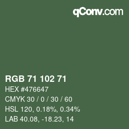 Color code: RGB 71 102 71 | qconv.com