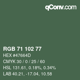 Color code: RGB 71 102 77 | qconv.com