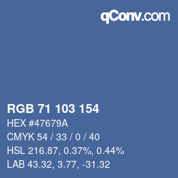 Color code: RGB 71 103 154 | qconv.com