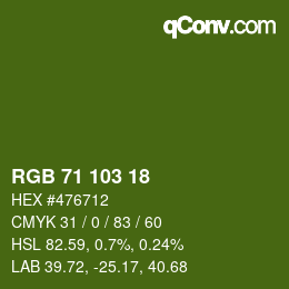 Color code: RGB 71 103 18 | qconv.com