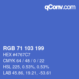Color code: RGB 71 103 199 | qconv.com