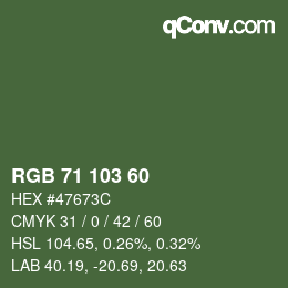 颜色代码: RGB 71 103 60 | qconv.com