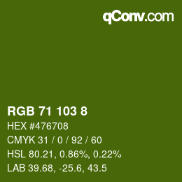 Color code: RGB 71 103 8 | qconv.com