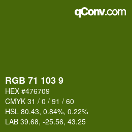 カラーコード: RGB 71 103 9 | qconv.com