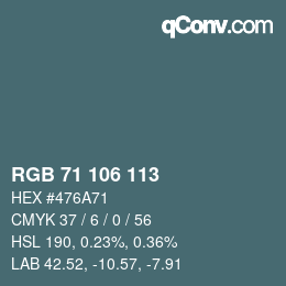 Color code: RGB 71 106 113 | qconv.com