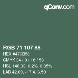 Farbcode: RGB 71 107 88 | qconv.com