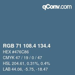 カラーコード: RGB 71 108.4 134.4 | qconv.com
