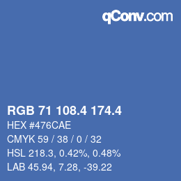 カラーコード: RGB 71 108.4 174.4 | qconv.com
