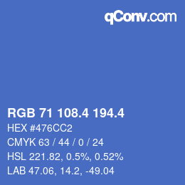 カラーコード: RGB 71 108.4 194.4 | qconv.com