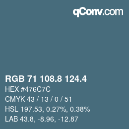 カラーコード: RGB 71 108.8 124.4 | qconv.com