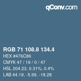 カラーコード: RGB 71 108.8 134.4 | qconv.com