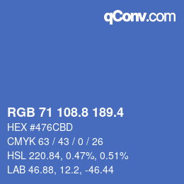 カラーコード: RGB 71 108.8 189.4 | qconv.com