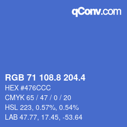 カラーコード: RGB 71 108.8 204.4 | qconv.com