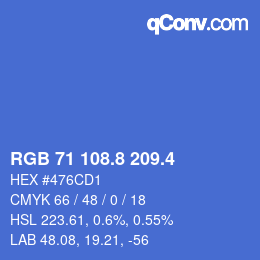 カラーコード: RGB 71 108.8 209.4 | qconv.com