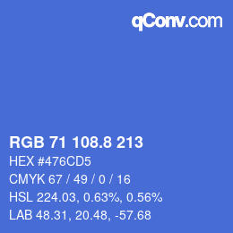 カラーコード: RGB 71 108.8 213 | qconv.com