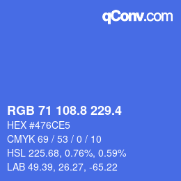 カラーコード: RGB 71 108.8 229.4 | qconv.com