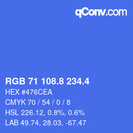 カラーコード: RGB 71 108.8 234.4 | qconv.com