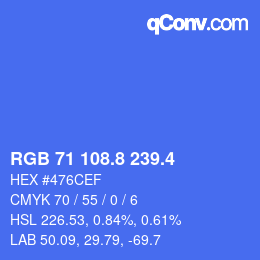 カラーコード: RGB 71 108.8 239.4 | qconv.com