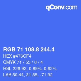 カラーコード: RGB 71 108.8 244.4 | qconv.com
