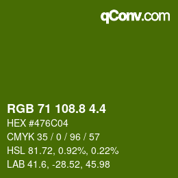 カラーコード: RGB 71 108.8 4.4 | qconv.com