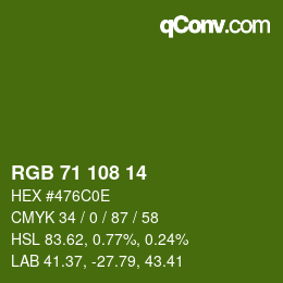 Color code: RGB 71 108 14 | qconv.com