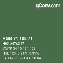 颜色代码: RGB 71 108 71 | qconv.com
