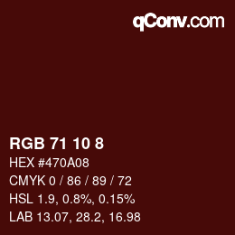 カラーコード: RGB 71 10 8 | qconv.com