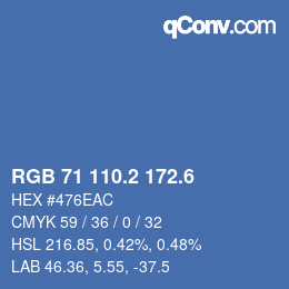 カラーコード: RGB 71 110.2 172.6 | qconv.com