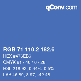 カラーコード: RGB 71 110.2 182.6 | qconv.com