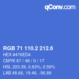 カラーコード: RGB 71 110.2 212.6 | qconv.com