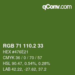 カラーコード: RGB 71 110.2 33 | qconv.com