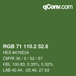 カラーコード: RGB 71 110.2 52.6 | qconv.com