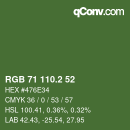 カラーコード: RGB 71 110.2 52 | qconv.com