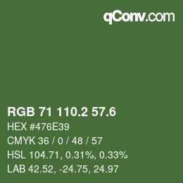 カラーコード: RGB 71 110.2 57.6 | qconv.com