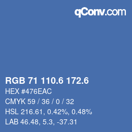 カラーコード: RGB 71 110.6 172.6 | qconv.com