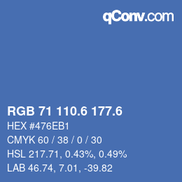 カラーコード: RGB 71 110.6 177.6 | qconv.com