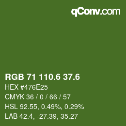 カラーコード: RGB 71 110.6 37.6 | qconv.com