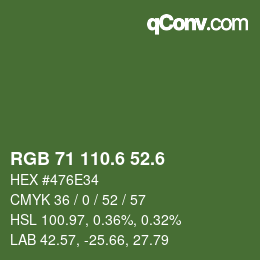 カラーコード: RGB 71 110.6 52.6 | qconv.com