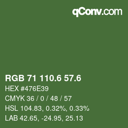 カラーコード: RGB 71 110.6 57.6 | qconv.com