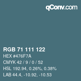 Código de color: RGB 71 111 122 | qconv.com