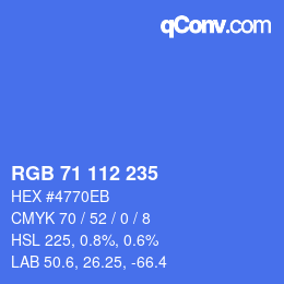 Farbcode: RGB 71 112 235 | qconv.com