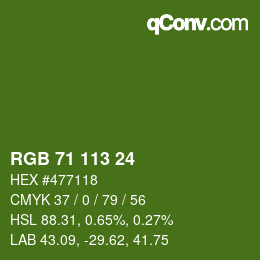 Color code: RGB 71 113 24 | qconv.com