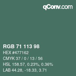 Farbcode: RGB 71 113 98 | qconv.com