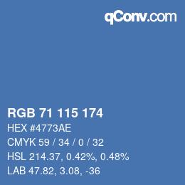颜色代码: RGB 71 115 174 | qconv.com