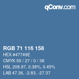 カラーコード: RGB 71 116 158 | qconv.com