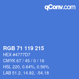 カラーコード: RGB 71 119 215 | qconv.com
