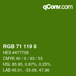 Color code: RGB 71 119 8 | qconv.com
